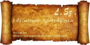 Lőwinger Szofrónia névjegykártya